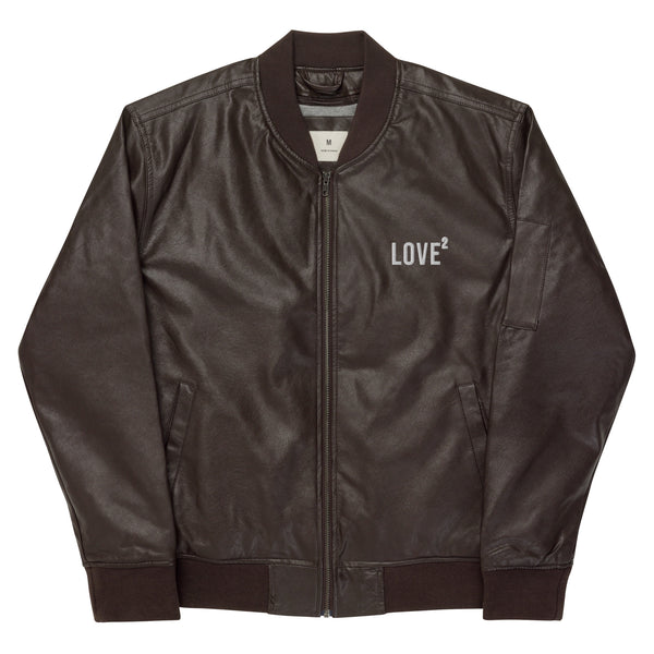 Love Square Leather Bomber Jacket