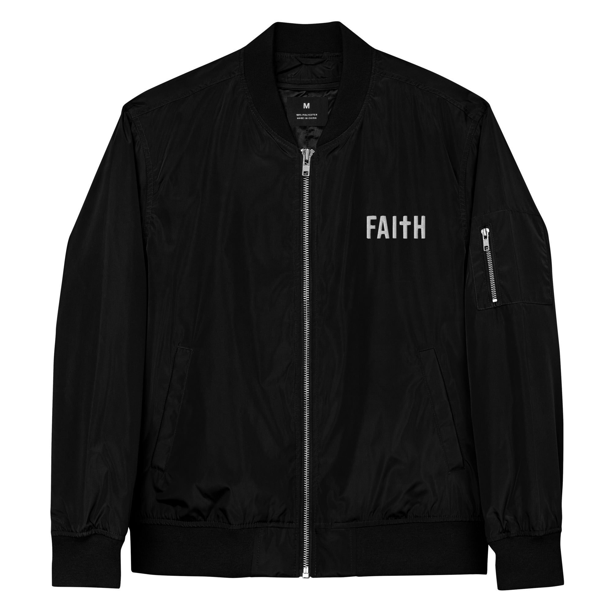 Faith Premium recycled bomber jacket – WORD ONLY Faith Premium recycled bomber jacket – WORD ONLY